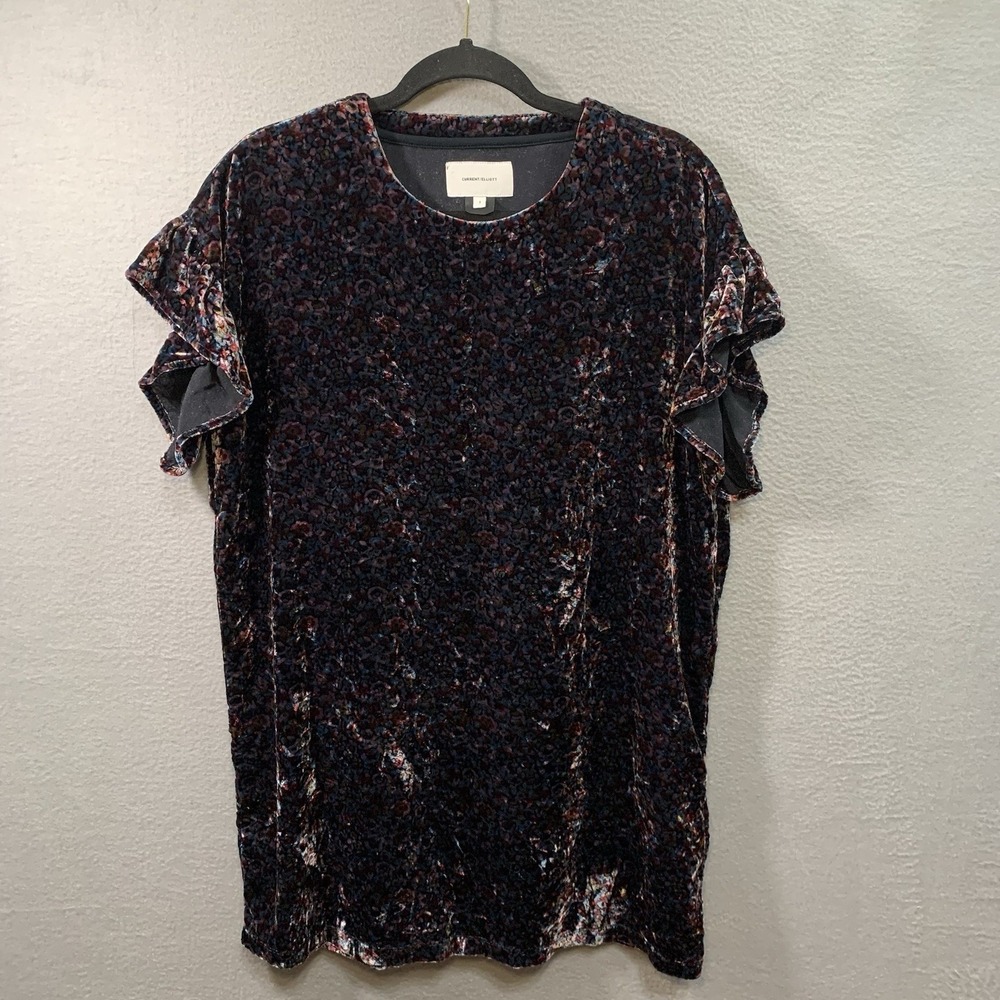 CURRENT/ELLIOTT The Floral Velvet Janie Dress 17-4-000848 Women's Size Small